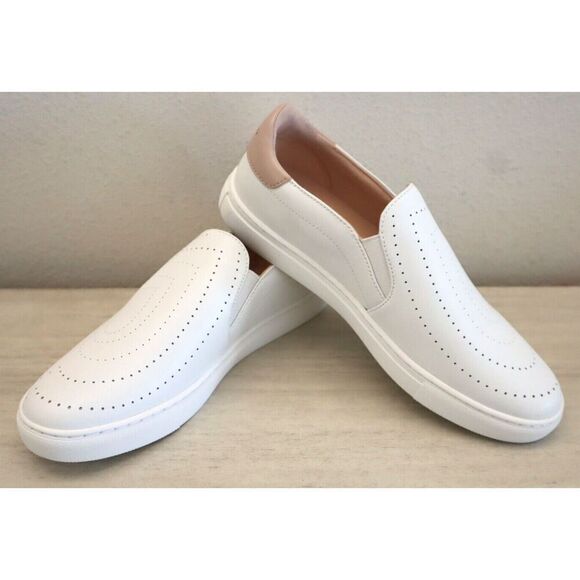 Kate Spade Women's Sz 8B White Azores Slip-On Perforated Leather Sneakers - Picture 1 of 14